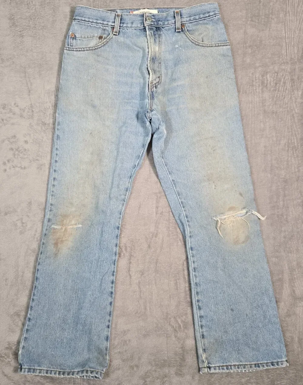 Y2K Levi’s 517 Jeans Mens 34x30 Light Wash Distressed Boot Cut Denim